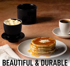 Zulay Kitchen Porcelain Butter Crock With Lid & Knife - Authentic French Butter Dish Keeper For Fresh & Spreadable Butter - Black Bell Shaped