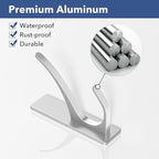 Self-Adhesive Coat Hooks for Hanging - Heavy Duty Stainless Double Wall Hook for Towel, Backpack, Hat, Sturdy Metal Hanger for Bathroom, Bedroom, Door, Wall Mounted, 10-Pack, Silver