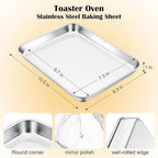E-far Toaster Oven Tray, 10.5”x8.3” Stainless Steel Small Baking Cookie Sheet, Compact Non-toxic Metal Baking Pan for Cake, Healthy & Rust Free, Mirror Finish & Dishwasher Safe, 1 Pack
