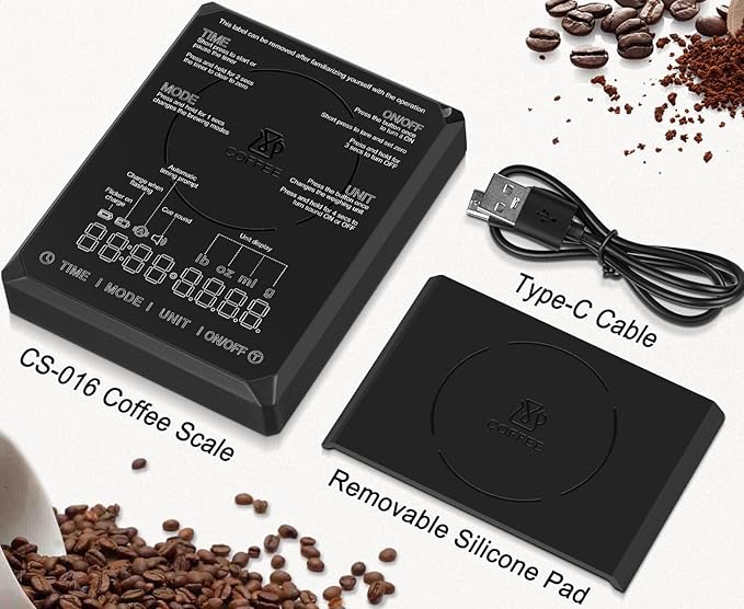 Fuzion Mini Coffee Scale with Timer - Espresso Scale Rechargeable 2kg x 0.1g Accuracy, 3-Mode Timer, LED Display, Digital Coffee Scale for Pour-Over, Espresso, Kitchen Use