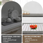 Large Stone Dish Drying Mat for Kitchen Counter – Foldable, Quick Dry, Ultra Absorbent Diatomaceous Earth Mat for Dishes, Bottles, Cups, Countertops & Bathroom, 24"×16" (White)