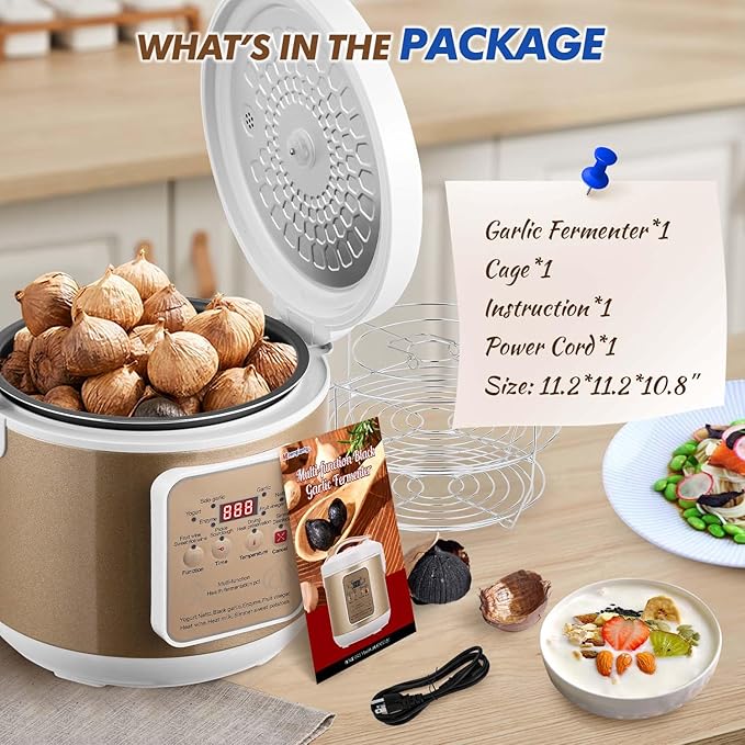 Moongiantgo 6L Black Garlic Fermenter, Automatic Intelligent Fermenter Machine for Natto, Yogurt, Kimchi, Fruit Wine, Garlic Cooker with Precise Time Temperature Control, 110V