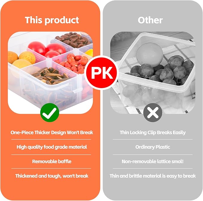 AQSXO 16 Pcs Snack Box Container, 8 Compartments Snack Containers Reusable Meal Prep Lunch Containers.