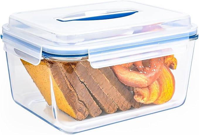 Glass Bread Box Airtight Bread Container, 190oz / 24Cup Large Glass Storage Containers with Lids, Ideal Airtight Food Storage Containers, Roasting Turkey/Chicken/Cookie, Oven&Dishwasher Safe