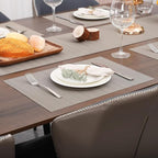 Myir JUN Placemats Set of 6, Vinyl Woven Placemats Place Mats Indoor Washable Table Mats Non-Slip Place mats for Dining Table (Golden Silver, Set of 6)