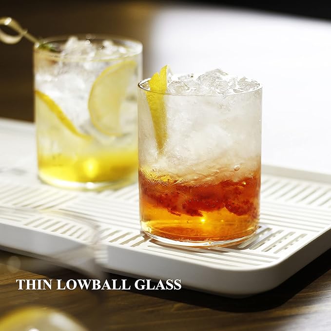 LUXU Drinking Glasses 15 oz Set of 2,Thin Highball Glasses 19 oz Set of 2,Elegant Bar Glassware For Water,Juice,Beer, Drinks,and Cocktails and Mixed Drinks,Lead-Free Juice Glass,Glass Drink Tumblers
