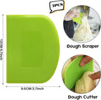 SURDOCA Dough Scraper Bench Scraper - 3P 4.7x3.7" Plastic Flexible Bowl Scraper, Sharp Edge & Angles Cake Scraper. Non-Slip Bakeware Decorating Tools Sculpting & Modeling Tools - Green+Yellow+Green
