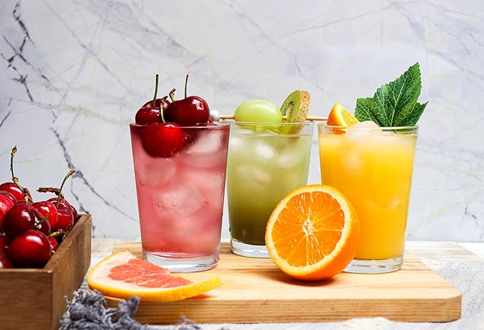 Glaver's Juice Glasses 7 oz. Set of 10 Glass Cups – Beverage Water Tumblers For Home and Bar, Water, Cocktails, Iced tea. Kids Friendly Dishwasher Safe.