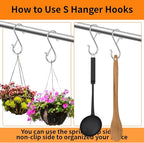 36 PCS S Hooks for Hanging with Safety Buckle, 3.5 inch Heavy Duty Metal S Shaped Hooks Stainless Steel for Hanging Kitchen Utensil, Cups, Pots, Plants, Bags, Hats (Silver)