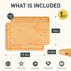 Extra Large Bamboo Board Charcuterie Wooden Cutting Chopping Board Butcher Block Nice Solid Thick Juice Groove Big Xl XXl xlarge Hardwood Kitchen Counter Organic Meat BBQ Kit(19.5" x 14" x 0.8")
