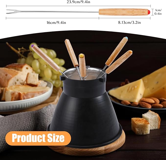 Blcculi 24 PCS Stainless Steel Fondue Forks,9.4 Inch Fondue Sticks,6 Color Coding Cheese Fondue Forks with Heat Resistant Handle,for Chocolate Fountain,Roast Meat,Cheese Fondue,Dessert Fruits