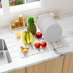 Large Stone Drying Mat for Kitchen Counter, 24"(L)×16"(W), Foldable Diatomaceous Earth Mat, Fast Drying & Absorbent Pad for Dishes, Bottles, Cups, Bathroom & Any Countertop (White)