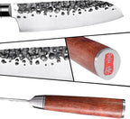 3-Piece Kitchen Knife Set - Santoku, Usuba & Paring Knives, German High Carbon Stainless Steel, Hand-forged with Brazilian Rosewood, Gift Box