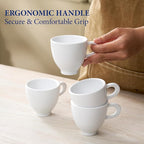Minh Long Porcelain Espresso Cups Set of 4, 4 OZ Ceramic Espresso Coffee Cup Set, Cappuccino Cups Set, Espresso Mugs Set, Demitasse Cups, White Espresso Cups Decorations, Gift for Mom Dad Coffee Lover
