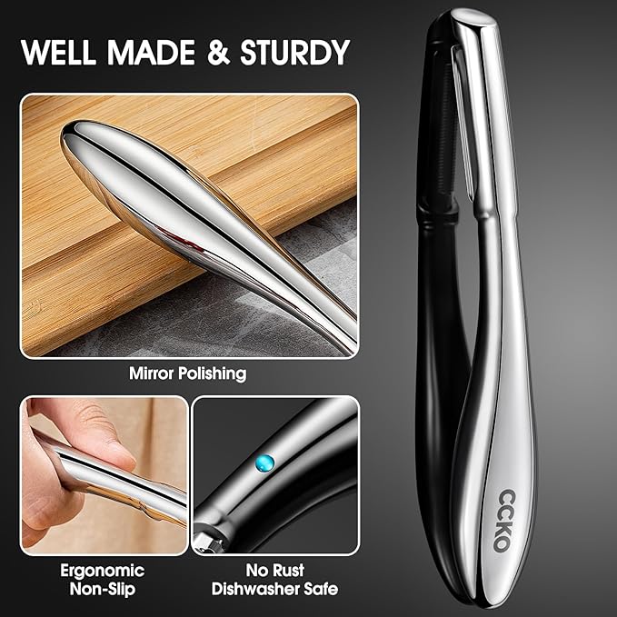 Ultra Sharp Vegetable Peeler for Kitchen - 10-Year No-Rust Fruit & Veggie Peeler, Potato Peeler Hand, Premium Stainless Steel I-Peeler for Apple, Carrot, Cucumber