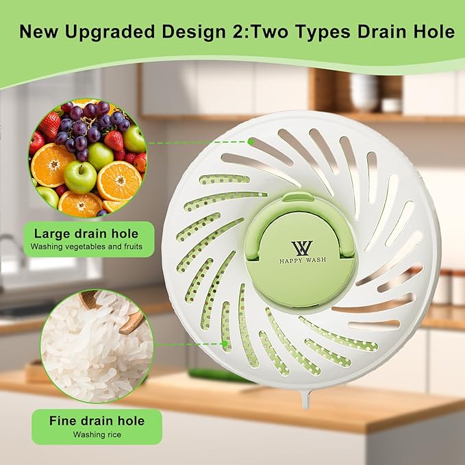 2 Pcs Fruit Cleaner Bowl with Strainer and Lid, Collapsible Handle Washing Bowl, Multifunctional strainer bowl for Kitchen Draining and Storage, Wash Berry, Vegetables for Kitchen, Fridge, Picnic