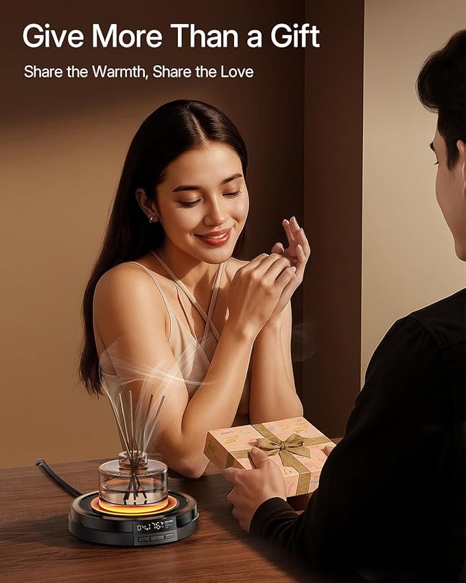 Coffee Mug Warmer for Desk, 50W Fast Heating Cup Warmer with Smart Display, 4 Temps & 12H Timer, Auto Shut Off for Tea, Milk, Hot Drinks - Classic Black