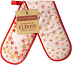 Maison d' Hermine Double Oven Mitts 100% Cotton 7"x35" Double Oven Mitt Heat Resistant BBQ Cooking Gloves with Loop, Baking, Grilling, Home, Kitchen, Handling Hot Pans (Crystal Star)