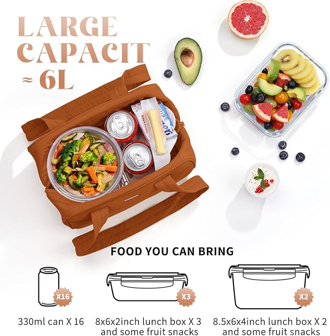 Lunch Bag Women，Freezable Lunch bag，Built-in Ice Pack Small Cooler，Womens Lunch Bags for Work ，Waterproof and Durable，Suitable for Work, Picnics, Travel, and Meal Preparation