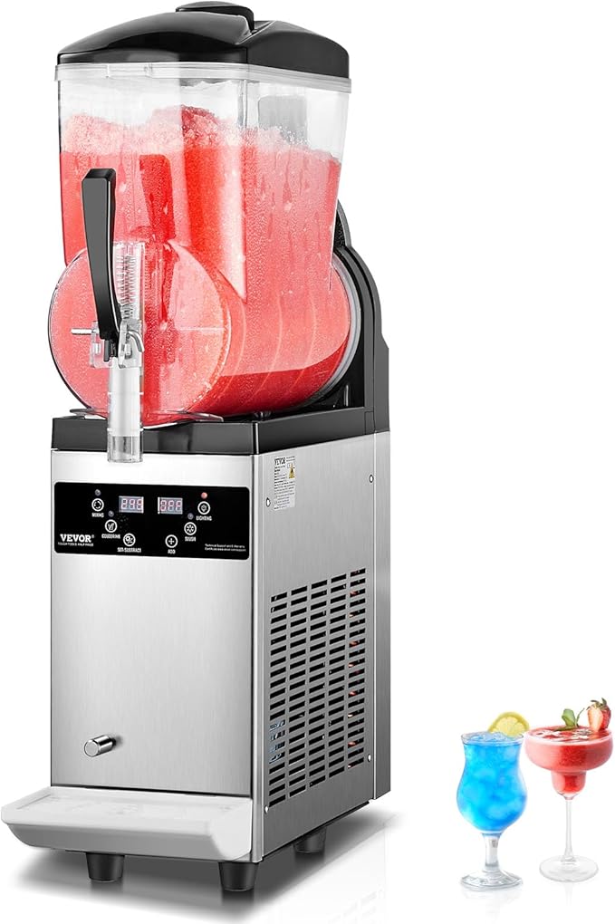 VEVOR Commercial Slushy Machine, 12L Single Tank Frozen Drink Machine, 48 Cups Stainless Steel Margarita Smoothie Frozen Drink Maker, Slushie Maker for Home Party Restaurants Cafe Bars