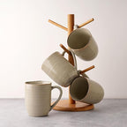 famiware Tempus Coffee Mugs Set of 4, 14 oz Coffee Cup Set, Stoneware Mugs with Handle for Coffee, Tea, Cocoa, Milk, Cappuccino, Microwave Safe - Castle Wall