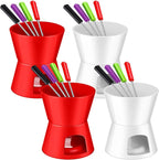 Nuogo 4 Pcs Fondue Set Fondue Pot Mini Fondue Pot Set Melting Bowl Set with 16 Pcs Mini Forks for Cheese, Chocolate, Tapas, Butter and Caramel