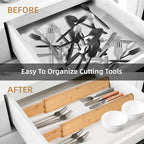 Adjustable Bamboo Drawer Dividers 17"-21", Speaid Safety 4-Pack, Drawer Dividers Kitchen With Cushioning Pads (4)