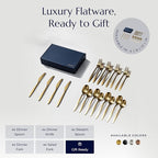 JazzUpCo Tia Flatware non toxic 18/10 stainless steel dishwasher safe (Matte Gold, 12 Person Set (60 Pieces))