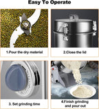 Electric Grain Grinder 800g,Swing Type Grain Mill Grinder 3000W,110V Stainless Steel High-speed Spice Herb Grinder Superfine Machine Dry Cereals Pulverizer Swing Type