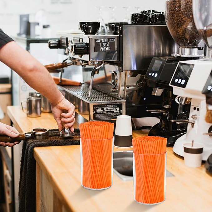 500 Pcs Neon Orange Coffee Stir Sticks Set Acrylic Stir Stick Holder Heather Orange Coffee Stirrers Holder Cocktail Straws for Coffee Bar Party Thanksgiving