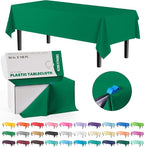 Exquisite Party Solids 54 Inch X 100 Feet Emerald Green Plastic Table Cover Roll in A Cut - to - Size Box with Convenient Slide Cutter. Cuts Up to 12 Rectangle 8 Feet Plastic Disposable Tablecloths