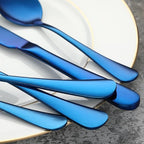 Blue Silverware Set Flatware Cutlery - 20 Pieces Stainless Steel Tableware Set Service for 4,Include Fork Knife Spoon,Mirror Polished,Dishwasher Safe