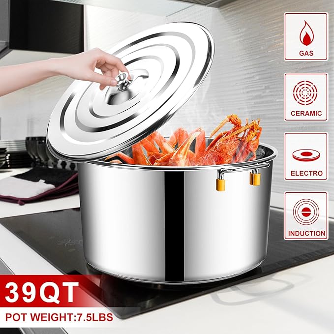 Pasta Cooker Insert Set Stainless Steel Pasta Pot With Strainer Basket Multipots Cooking Tool For Noodles Dumplings Pasta For Home Kitchen Restaurant,5 Holes