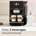 BOSCH 800 Series Fully Automatic Espresso and Coffee Machine – 35 Drinks, Cold Brew, Double Cup, Milk Hose, Ceramic Grinder, Smart Features, in Black TPU60309