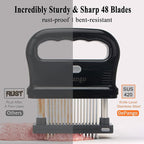 Meat Tenderizer, Meat Tenderizer Needle with Heavy-Duty Stainless Steel 48 Blades for Tenderizing Steak/Chicken Breast/Pork Chops/Beef Brisket, Detachable for Cleaning, Dishwasher Safe (Large)