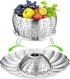Vegetable Steamer Basket for Cooking 304 Stainless Steel Veggie Food Steamer Basket, Folding Expandable Steamers to Fit Various Size Pot (5.9" to 10")