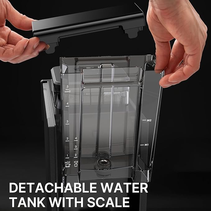 Coffee Maker with Grinder, Programmable Hot and Cold Coffee Maker with 22 oz Glass Carafe, Fully Automatic Coffee Machine with Timer, Removable Filter, Black Americano Coffee Machine