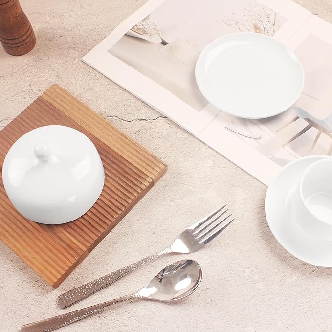 jingsongdafa Butter dish with lid, white porcelain dome cheese dish with handle, separate small butter tray, cute ceramic dessert serving bowl, suitable for dining table, countertop, refrigerator