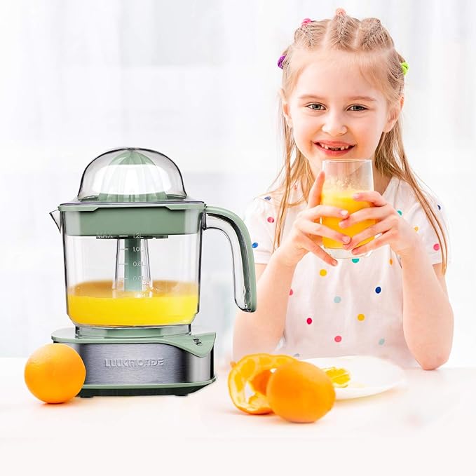 Electric Citrus Juicer 1.2L Large Volume - Orange Juicer with Powerful Motor and LED Working Lamp - Lemon Squeezer Electric for Orange Lemon Lime Grapefruit Green by LUUKMONDE