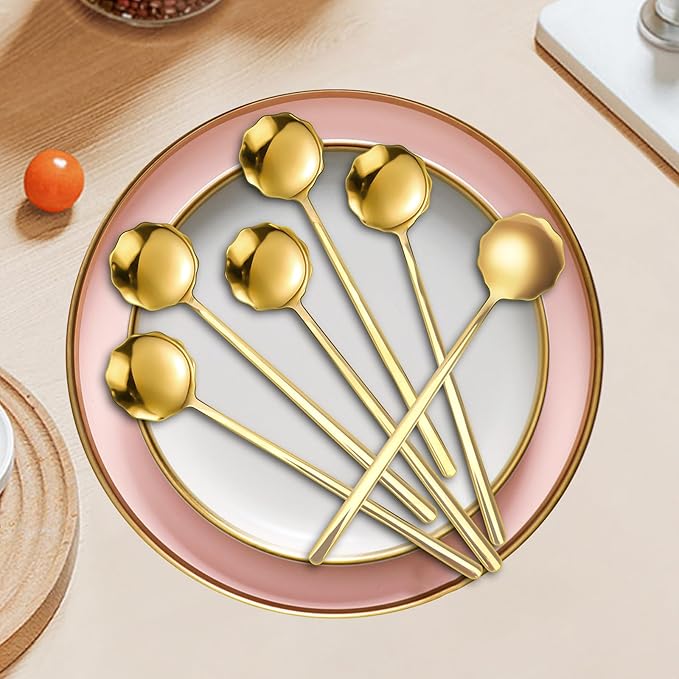 Creative spoons in multiple colors. They can be used to stir flower tea, coffee, and desserts. They're also great for decoration, collection, or as gifts. (auric color)