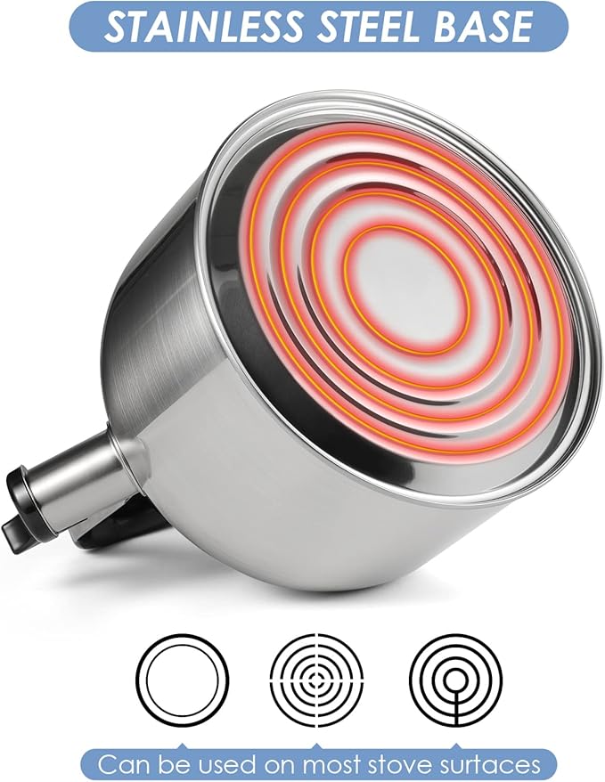Tea Kettle for Stove Top,304 Stainless Steel Tea Kettles,4L/4.2QT Tea Kettles for Kitchen,Camping,Traveling,Portable,Fast to Boil