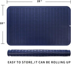 Silicone Dish Drying Mat for Multiple Usage,Easy clean,Eco-friendly,Heat-resistant Silicone Mat for Kitchen Counter or Sink,Refrigerator or Drawer Liner Navy Blue 3XL 28 inches x 18 inches