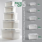 5 Set Fruit Storage Containers for Fridge with Colanders Dishwasher Safe, Leakproof Fruit and Vegetable Storage BPA-Free Plastic, Produce Storage Keep Berry Fruit Veggie Meat Fresh