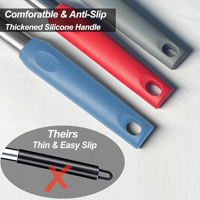 Pack of 2 Large Silicone Cooking Spoons,Non Stick Solid Basting Spoon,Heat-Resistant Kitchen Utensils for Mixing,Serving,Draining,Stirring (Starry Blue)