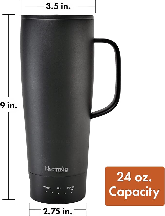 Nextmug Ultra - Temperature-Controlled, Self-Heating Travel Mug (Black - 24 oz.)