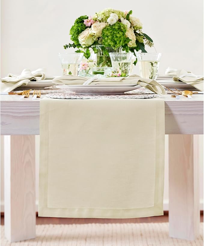 Solino Home Linen Table Runner 72 Inches Long - 100% Pure Linen Birch Table Runner 14 x 72 Inch for Summer, Fall, Autumn - Fete