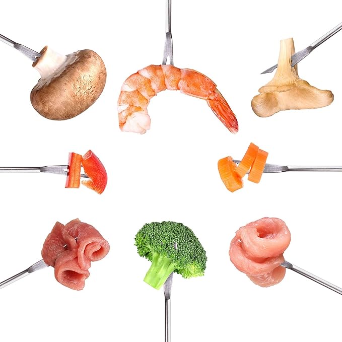 12 Pcs 9.5 Inch Stainless Steel Fondue Forks with Heat Resistant Handle Fondue Sticks for Cheese Pot Chocolate Roast Marshmallows Meat