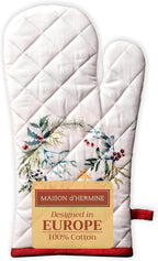 Maison d' Hermine Oven Gloves 100% Cotton Oven Mitt 7" x 13" with Loop Heat Resistant, BBQ, Cooking Gloves, Baking, Grilling, Kitchen, Handling Hot Pans (Pack of 1, Holly Time)