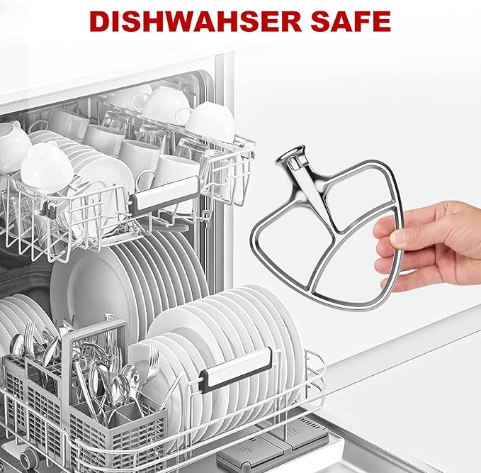 Stainless Steel Flat Beater for KitchenAid Mixer, Paddle Attachment for Tilt-Head Stand Mixer Fits 4.5-5 QT Mixing Bowl, Beater Replacement, Dishwasher Safe by GVODE
