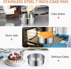 7 Inch Round Cake Pans, Removable Bottom & Easy Releasing, Leakproof & Nonstick Cake Pan, 304 Stainless Steel Cake Baking Cheesecake Pan, Non-Toxic & Healthy